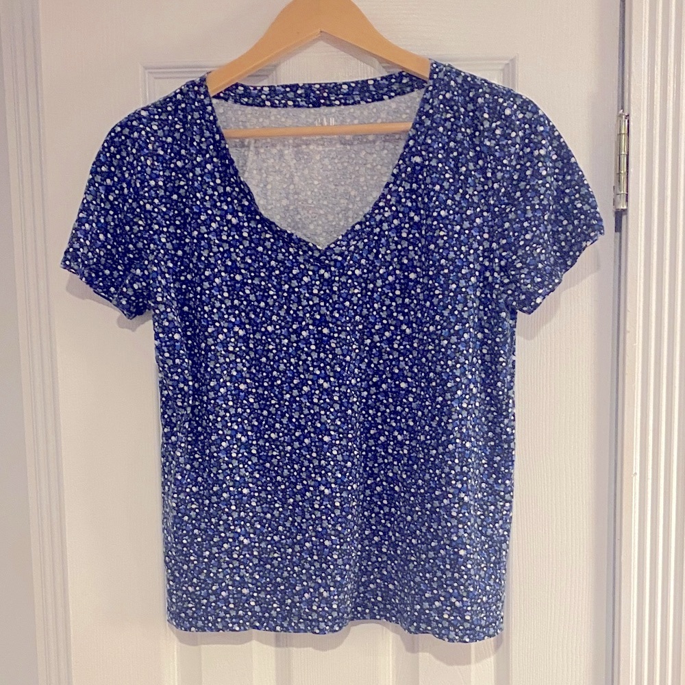 GAP Fitted Blue and White Short Sleeve Tee
